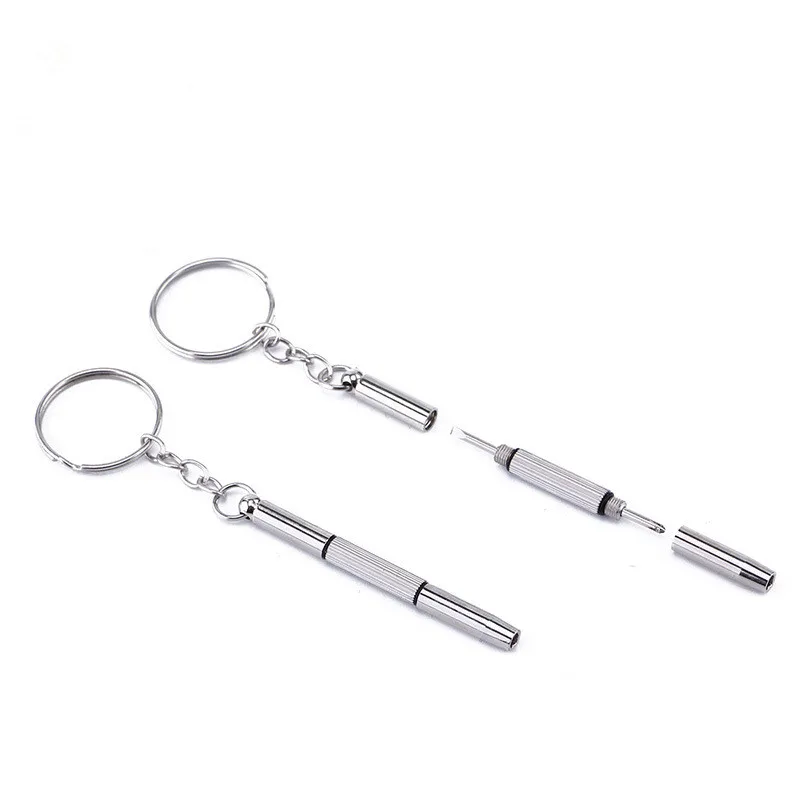 

New Mini Screwdriver Combination Tool Portable Metal Keychain Men Sliver Utility Pocket Multifunction Key Ring Fashion Key Chain