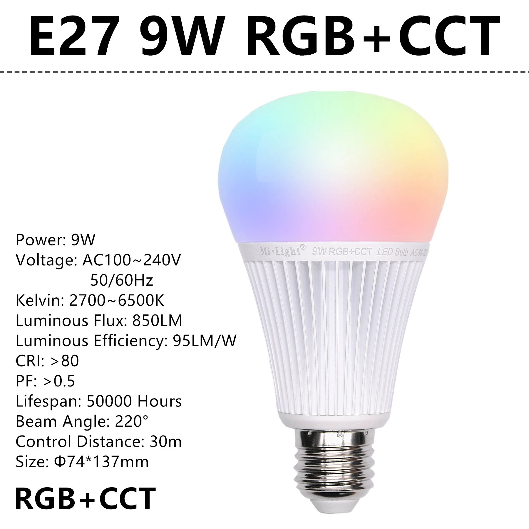 9 Вт светодиодный светильник E27 RGB+ CCT лампа Ночной Mi светильник светодиодный лампы AC 85 V-265 V 2,4G RF пульт дистанционного управления умный атмосферный светильник ing - Испускаемый цвет: E27 9W RGB CCT