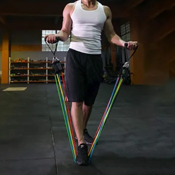 

11PC Exercise Resistance Bands Sets Natural Latex Pull Rope Fitness Resistance Band Sports Elastic Band Excerciser Body Training