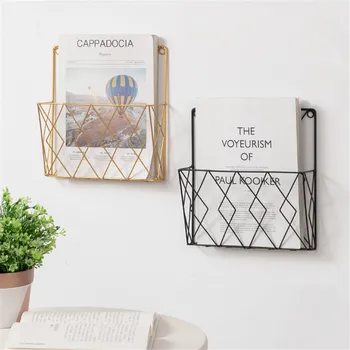 

Modern Metal Wall Shelf Creative Wrought Iron Punch-Free Racks Home Bedroom Study Wall Hanging Books Storage Organizer Decor