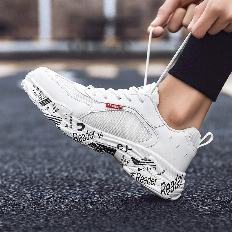 

INS Shoe Men's Trendy Shoes 2019 Spring Korean-style Trend Versatile Casual Mesh MEN'S SHOES Summer Sports Shoes White