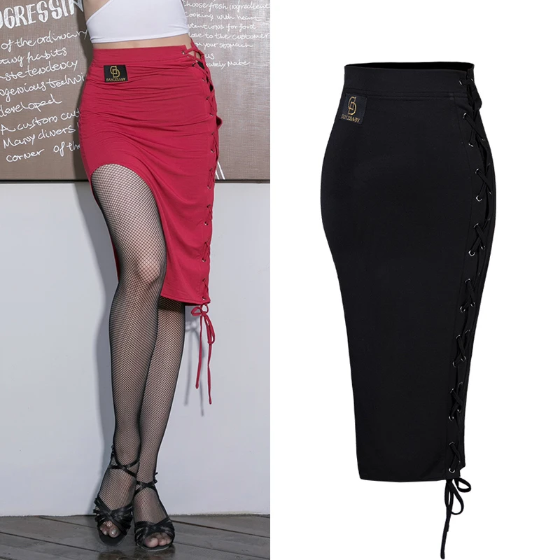 

Latin Skirt Women Black/Red Tight Hip Dance Skirt Adult Rumba Tango Dress Dancing Skirt Latin Dance Clothes Latin SkirtBL2178