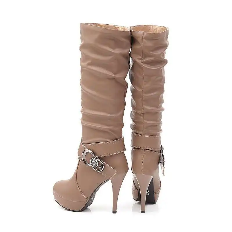 EGSDMNVSQ Femme Chaussures Hiver Bottes Au Genou Stiletto Talons Haut Boots Mode Chaussures Bottes Longues