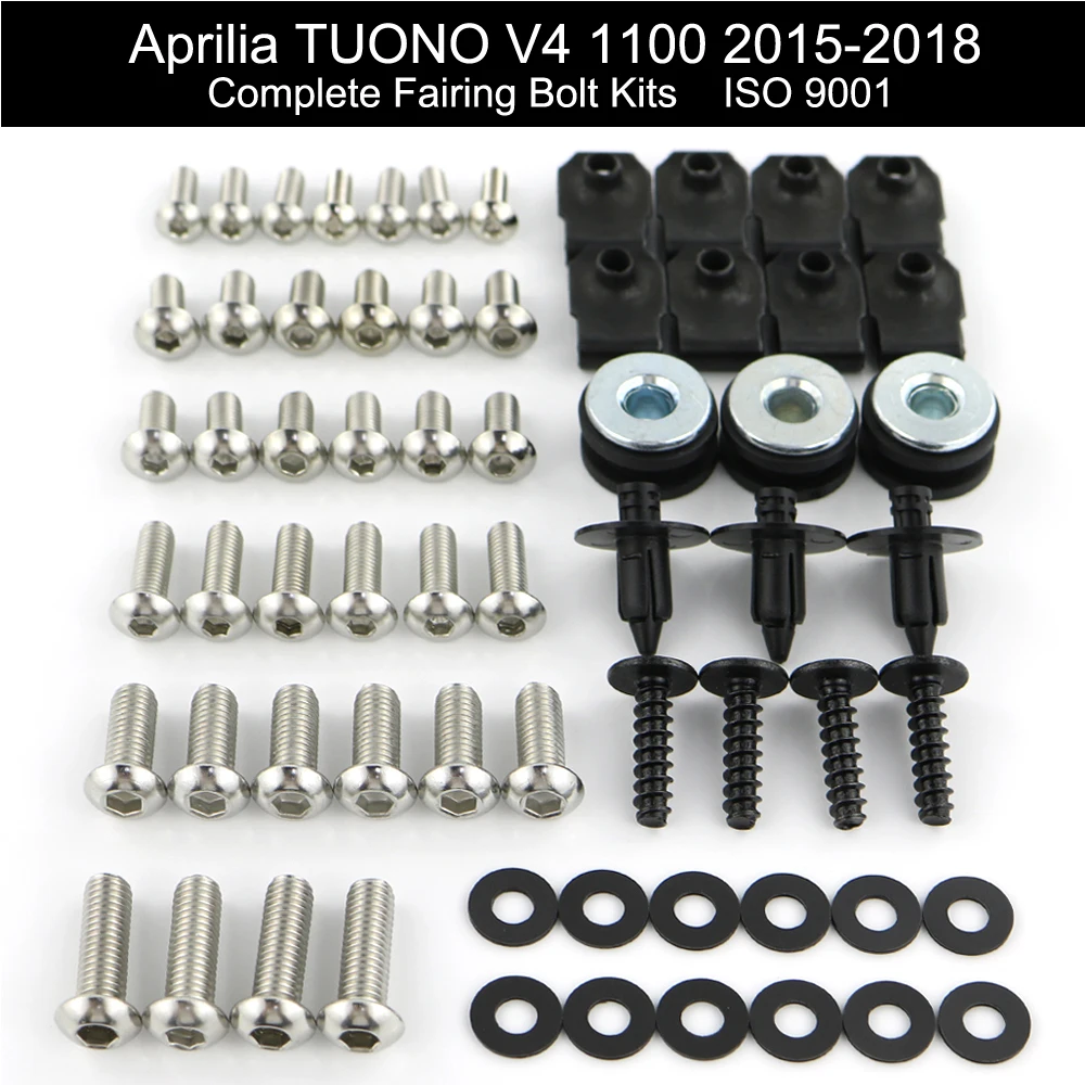 

For Aprilia Tuono V4 1100 2015 2016 2017 2018 Complete Full Fairing Bolts Kit Bodywork Screws Fairing Clips Nut Stainless Steel