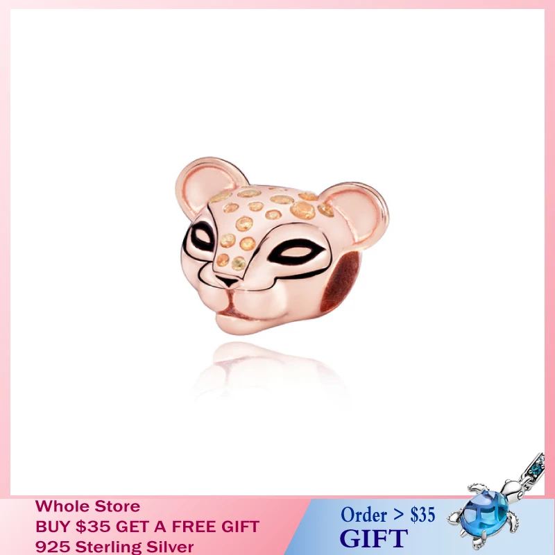 

Autumn New 925 Sterling Silver Pink leopard Beads fit Original Pandora Bracelets Women DIY Jewelry