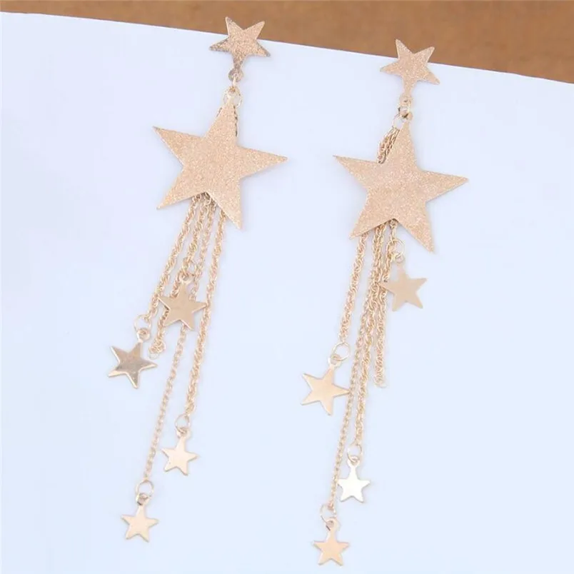 Милые хорошие декоративные серьги Kawaii богемный ретро металлическая подвеска звезды с кисточками серьги женские ювелирные изделия подарок 30DE18