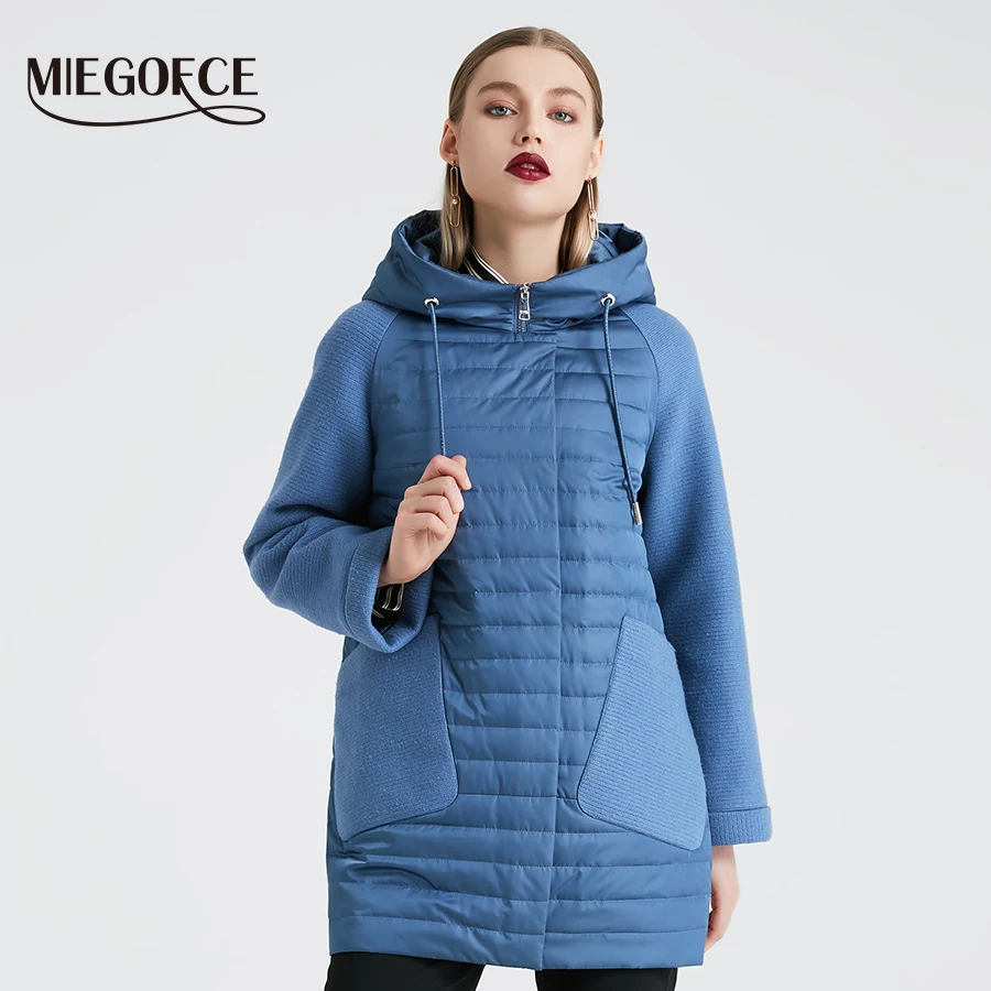 Kopen MIEGOFCE 2019 Nieuwe Lente Herfst Collectie Gewatteerde Jas vrouwen Lente Capuchon Vrouwen Parka Hot Koop