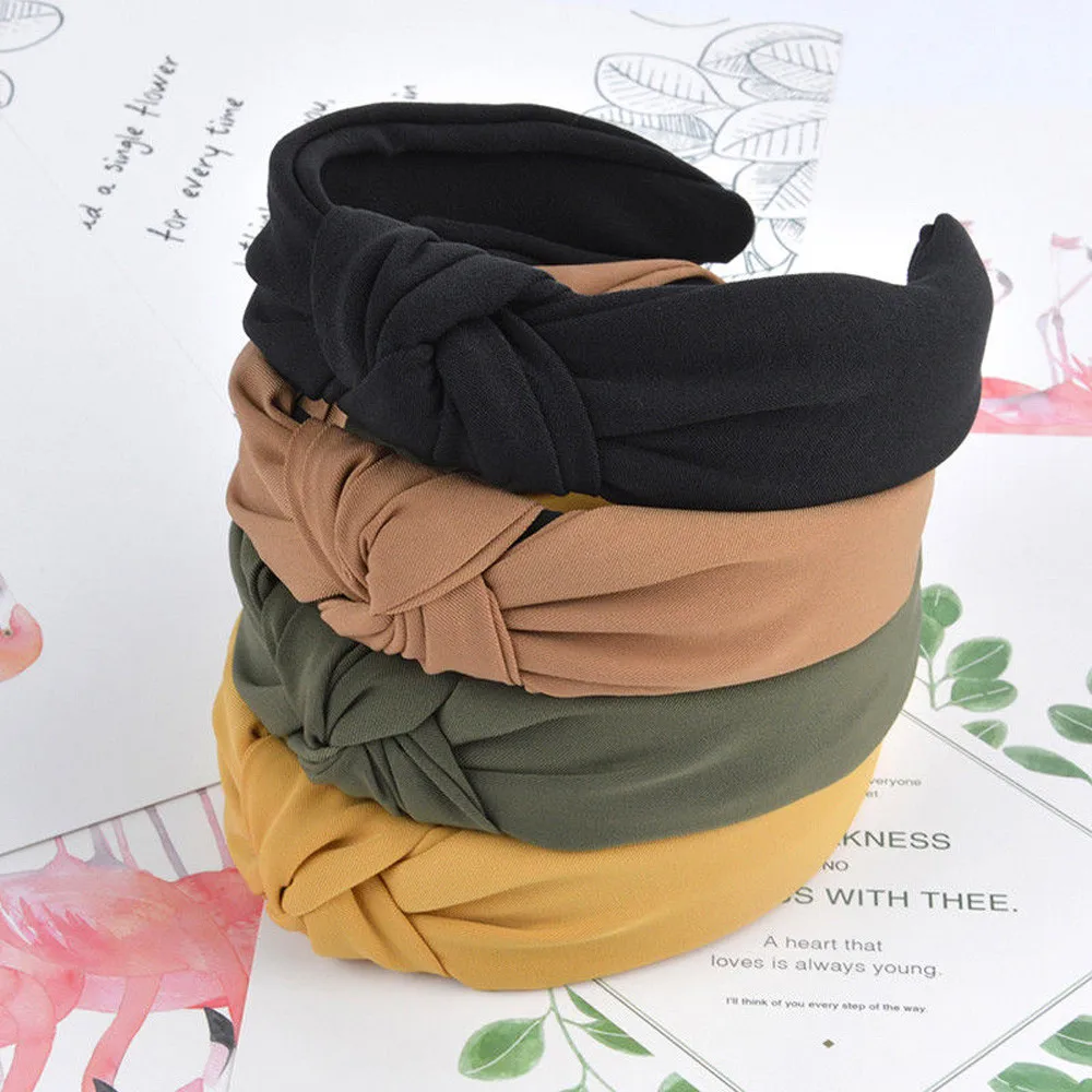 

Fashion Flamingo Women Hairband Solid color Cross Knot Bow Lady Hair Head Hoop Simple Sweet Girl Hair Headband Hair Accessories