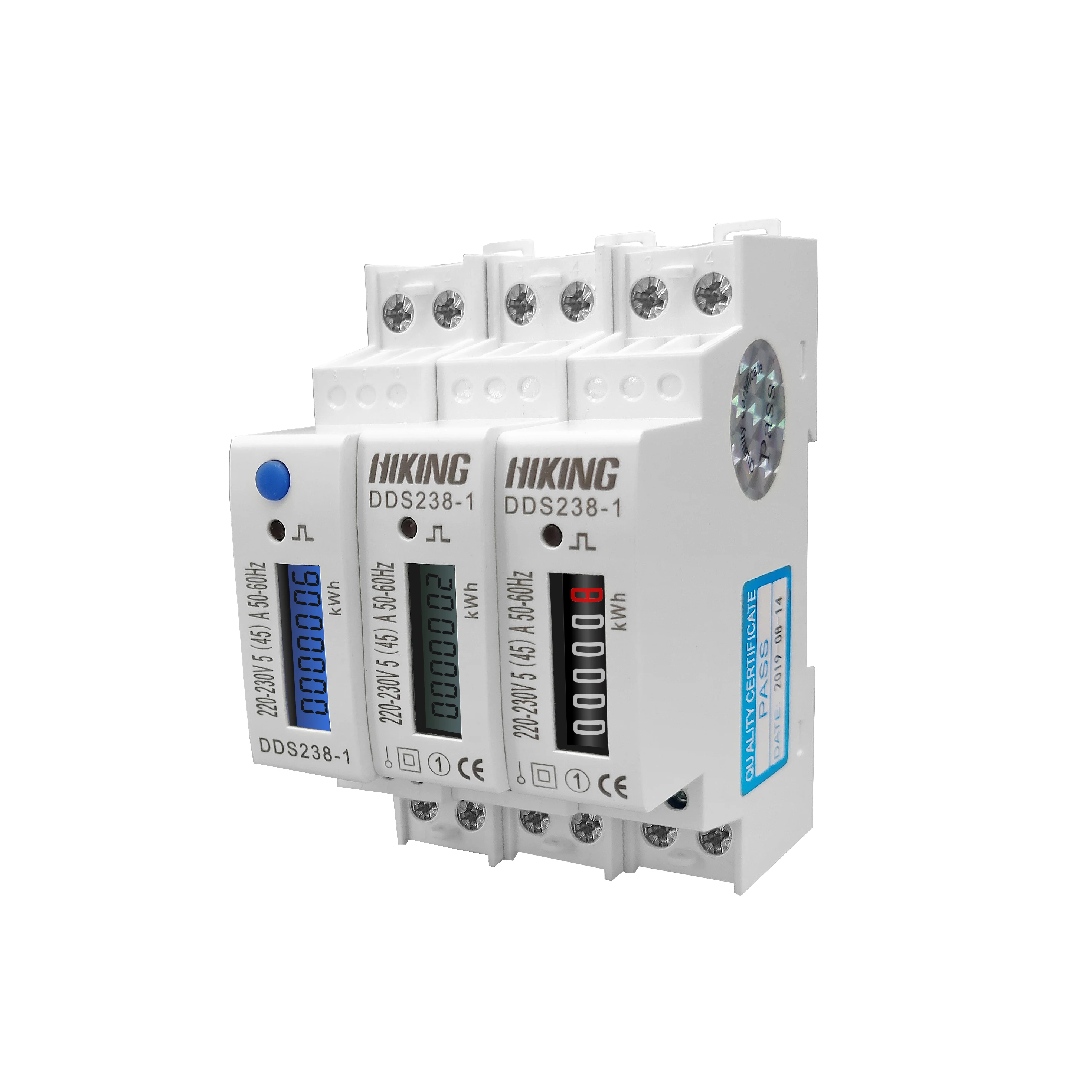 5(45)A 45A 220V 230V 50Hz 60Hz Display Lcd Monofase Din Rail Kwh Watt Ora Din-Rail Blu Retroilluminazione Contatore Di Energia