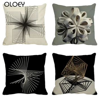 

Creative Geometric Objects Linen Cushion Cover, Size 45x45cm, Home Bedroom Office Decoration, Hotel Decoration Cushion Cover ..
