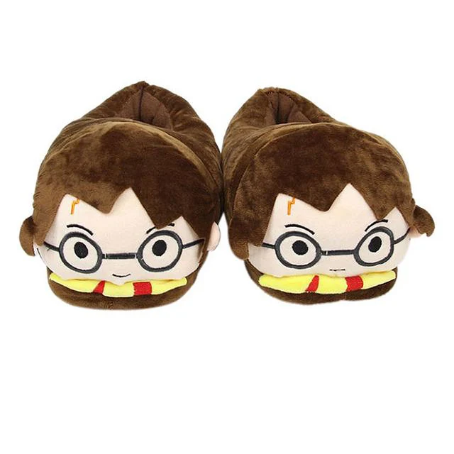 Chaussons tête d'Harry Potter Sandales d int rieur en fourrure pour femmes et filles pantoufles lunettes collection hiver