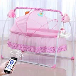 Lit à bascule électrique intelligent avec télécommande pour bébé de 0 à 36 mois, musique, Auto, berceau pour nouveau né 