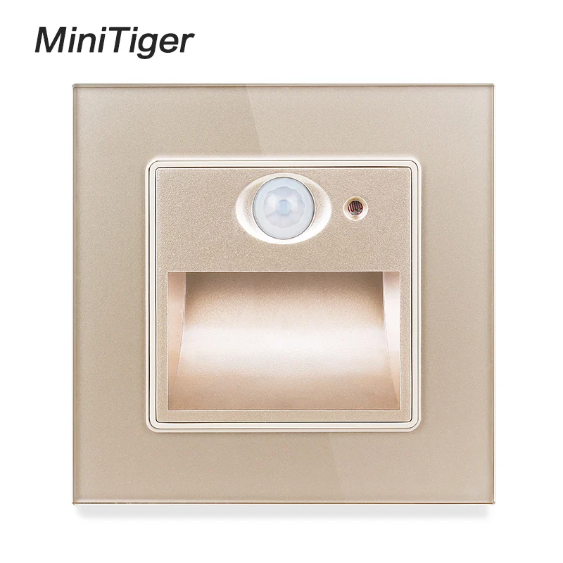 Minitiger New Arrival Porch / Corridor / Corner / Stair Lamp Wall Footlights Switch Human Body Sensor Lamp Crystal Glass Panel