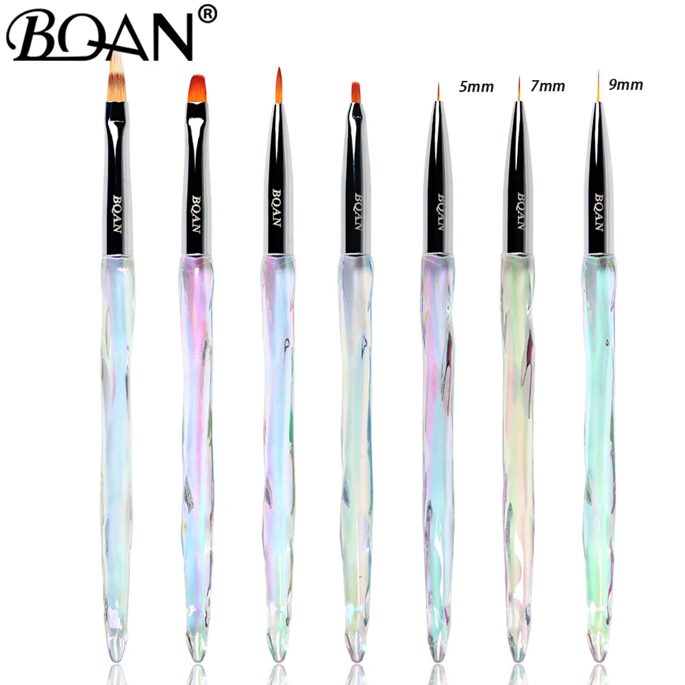 BQAN Rainbow Transparent Diamond Gradient Nail Brush Nail Art Brush Line Painting Brushes Crystal Acrylic Thin Liner Drawing Pen 2