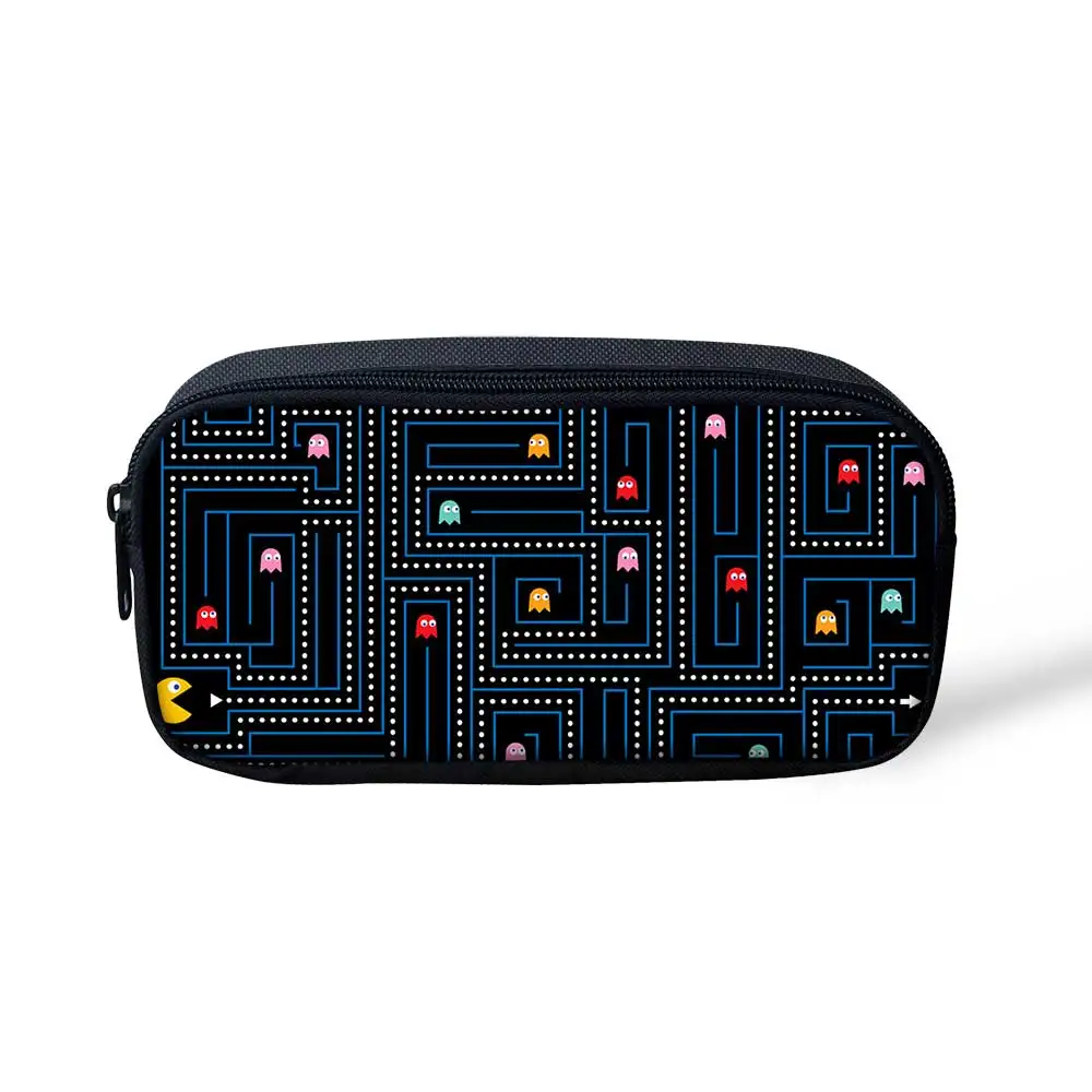 

WHEREISART Pacman Retro Pencil Case For Boys Girls Student School Pencil Box Cosmetics Cases Canvas Pencil Bag Escolar Custom