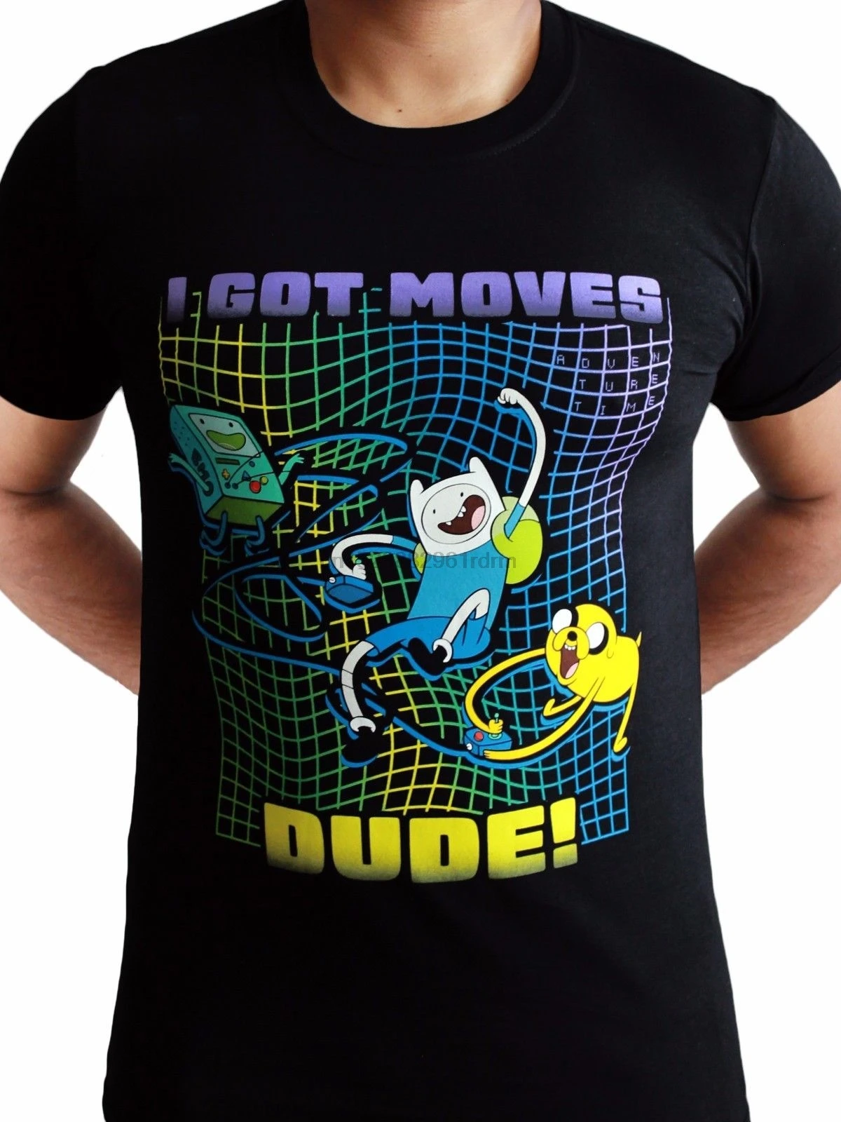 Adventure Time I Got Moves Dude Джек Финн мультфильм ТВ Официальный Черный Мужская футболка 100%