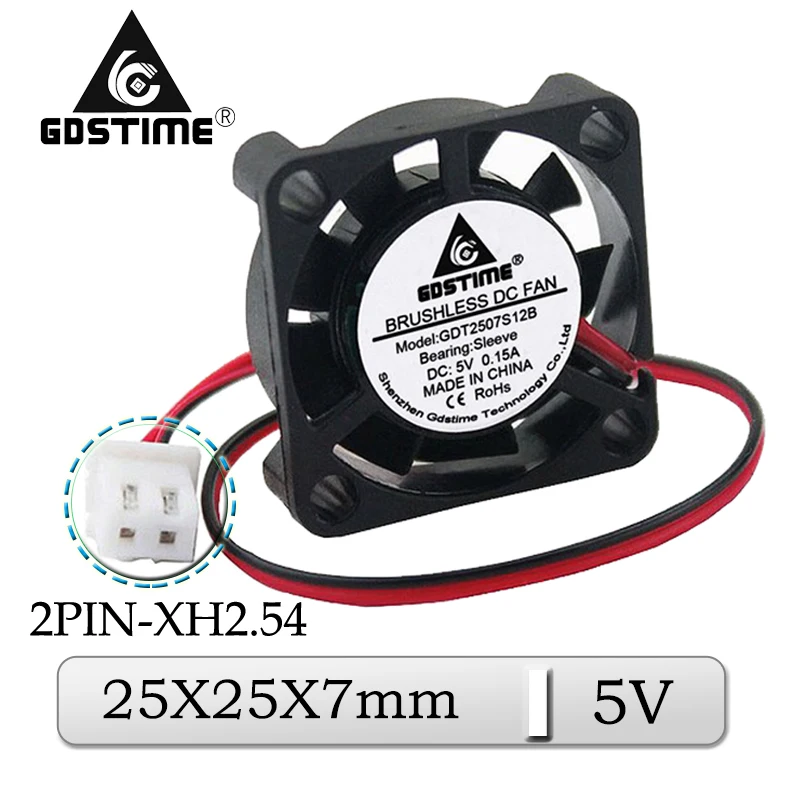 Gdstime 10 шт. 25 мм микро-осевой Радиатор 25x25x7 2507 5 в DC бесщеточный вентилятор