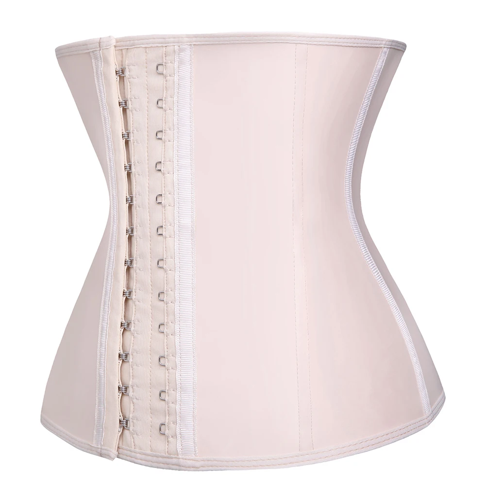 Women Rubber Latex Waist Trainer Corset Body Shaper Slimming Belt Waist Cincher2 layer 9 Steel Bones Shapewear