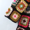 2021 Bohemia Colored Plaid Flower Hand Crochet Hooded Cardigan Ethnic Woman Bandage Lacing up Midi Long Sweater Beach Jumper 5