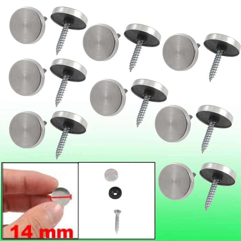 

8 Pcs 14mm Dia Stainless Steel Decorative Mirror Screw Cap Nails