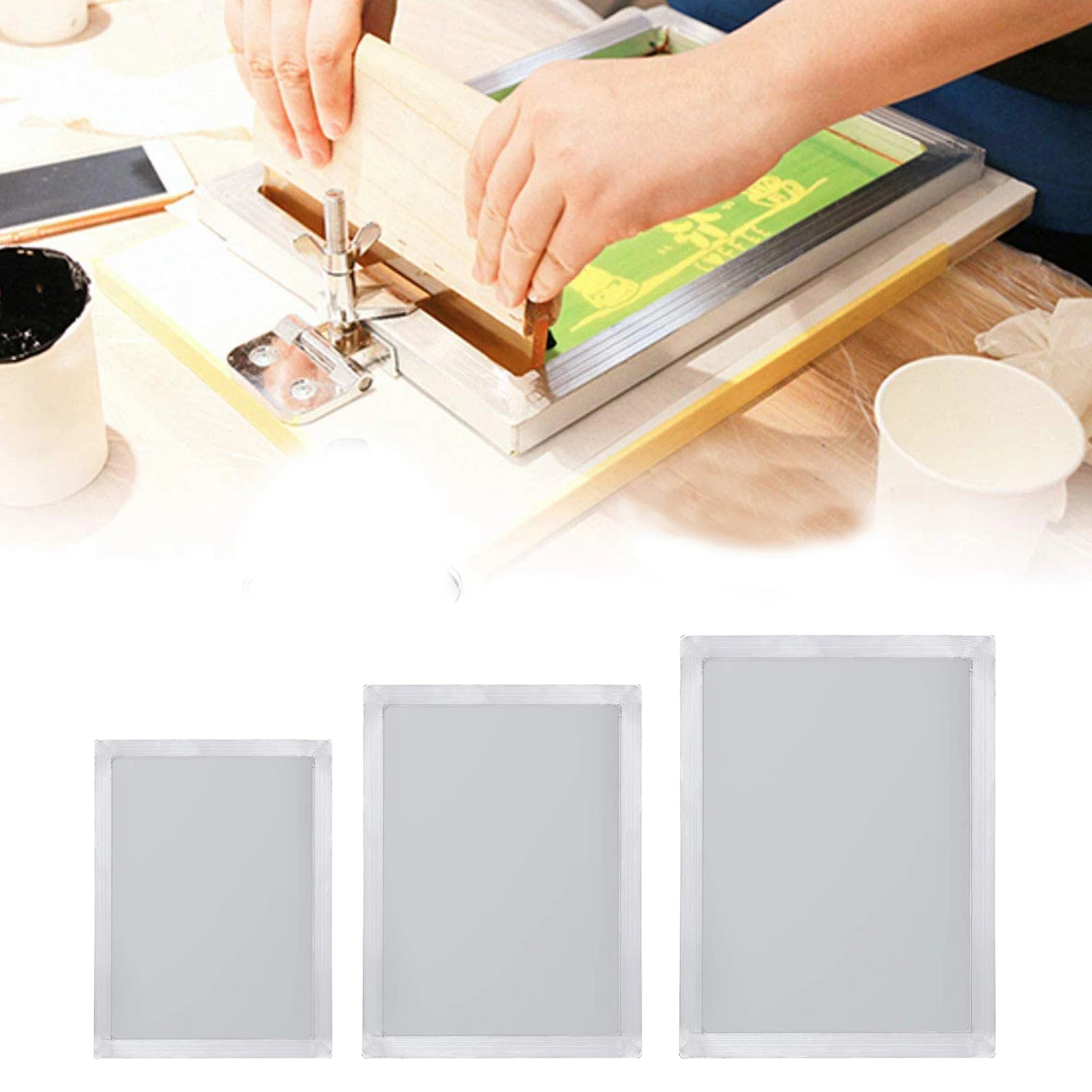 Aluminum Silk Screen Printing Frame with 110 Mesh Paint Tool for Kid Adult