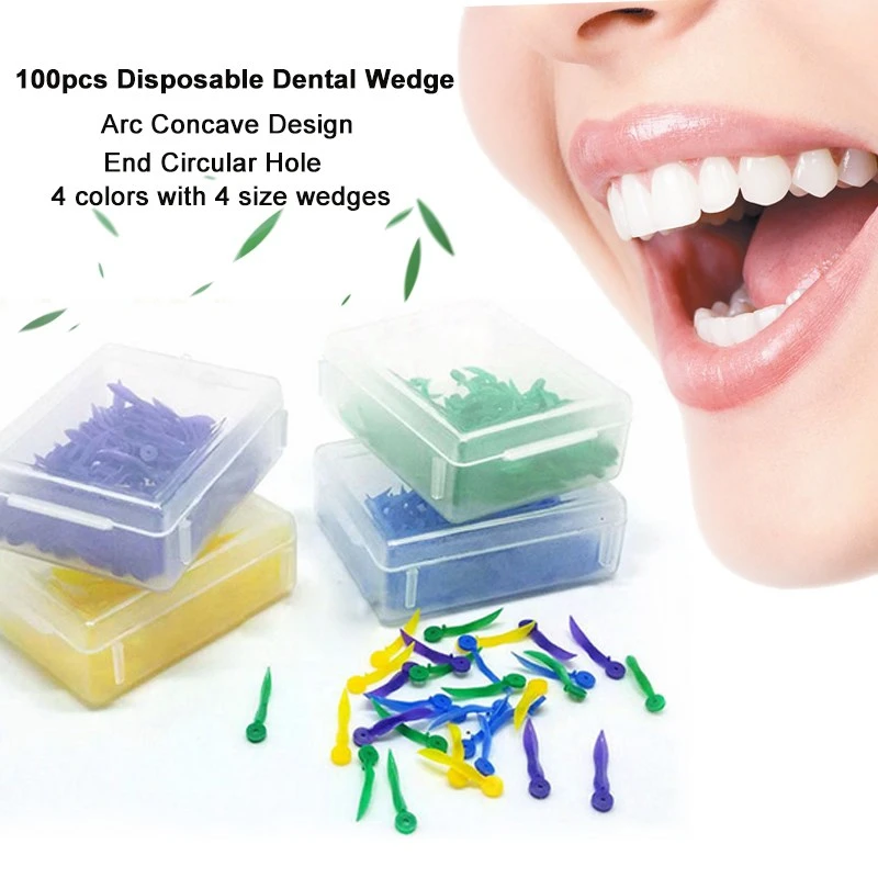 100pcs-box-Disposable-Dental-Wedges-Medical-Plastic-Arc-Concave-Design-Diastema-Wedges-With-End-Circular-Hole