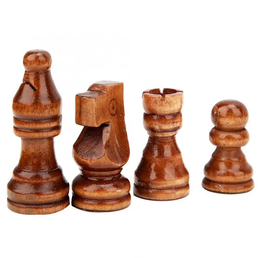 Foldable 32pcs Wooden International Chess Game Set Wood Pieces Without Chessboard Gift Interactive Toy Entertainment Chess Game