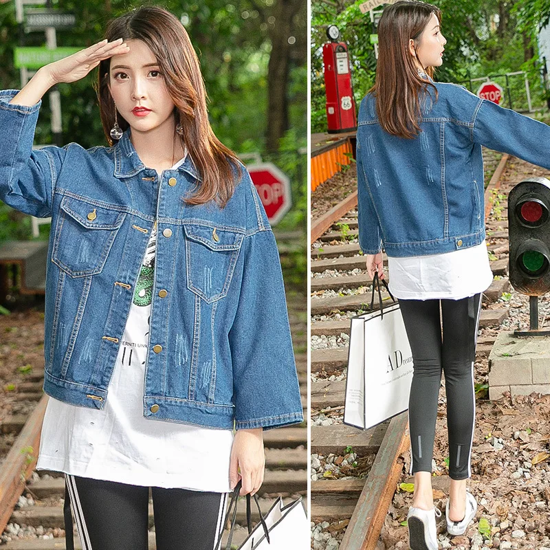 

fashion casual streetwear denim jacket women korean style modish long sleeve jean coat and jackets woman 2019 new arrival autumn