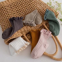 Elegant Ruffles Lace Cuff Socks for Girls Clothes Spring Autumn Cotton Ribbed Toddler Girls Ankle Socks Children Leg Warmers 3