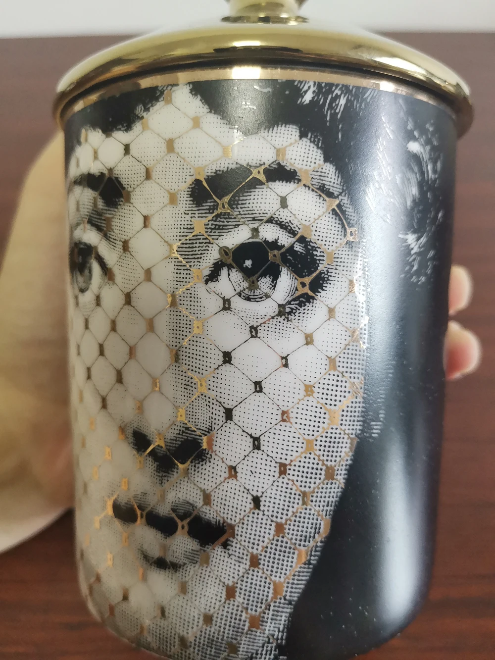 Ретро Золотая версия Fornasetti подсвечник Керамическая свеча подсвечник Lina лицо украшение баночки для хранения домашнего рабочего стола украшение