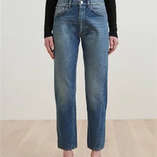 Женские джинсы асимметричного кроя, винтажные прямые джинсы, женские джинсы, брюки