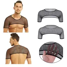 MSemis жгут для геев, мужской сетчатый топ в сеточку, мужской короткий рукав, плечо, нагрудный ремень, arneses, гей, мышцы, Клубная одежда, костюм, половина майки, Топ