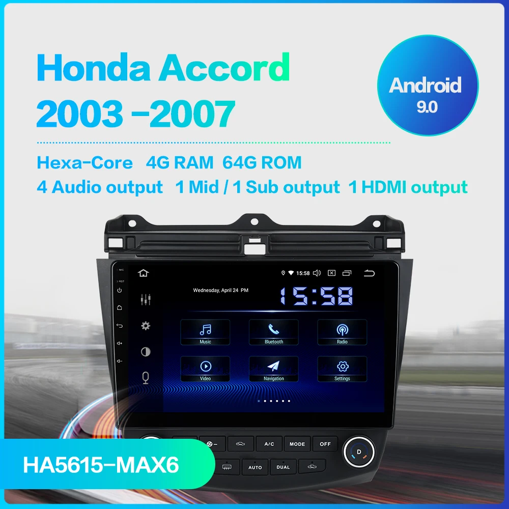 Dasaita автомобиля 1 Din TDA7850 10," Радио Android 9,0 для Honda Accord gps 2003 2004 2005 2006 2007 gps навигация 1080P видео 64G Встроенная память