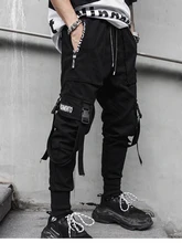  Cargo Pants Hip Hop Joggers Men Loose Harem Pants Multi-pocket Ribbon Men's Pants Trousers Casual Streetwear Sport Pants for Men 