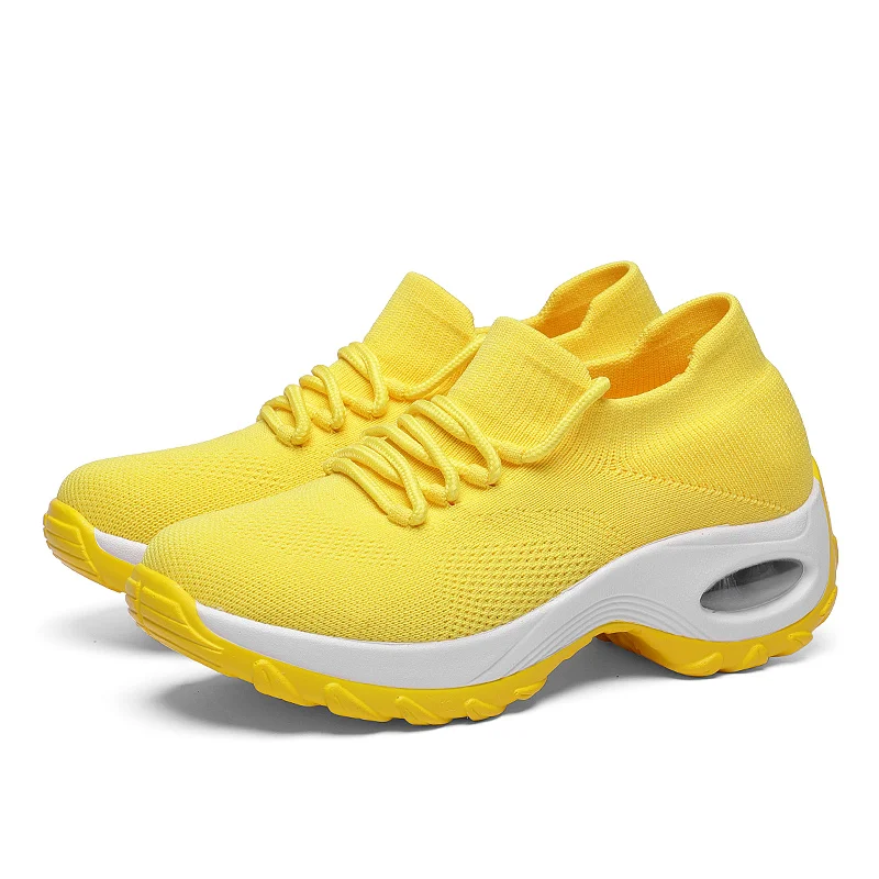 Женская спортивная прогулочная обувь, легкие удобные спортивные кроссовки для бега, большие размеры 35-42, женские кроссовки для бега - Цвет: 1866Yellow