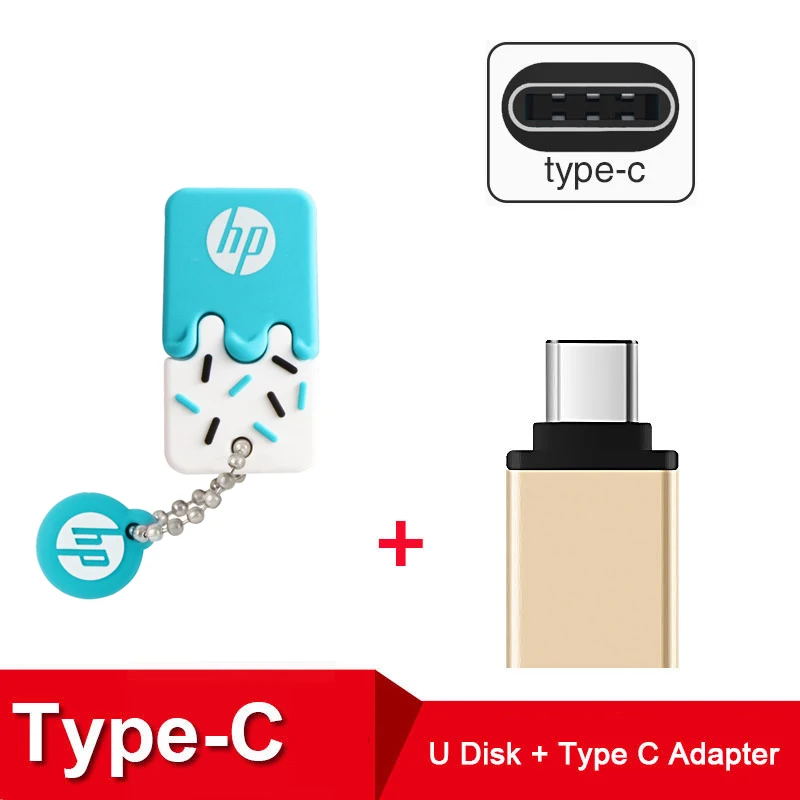 hp USB флеш-накопитель 64 ГБ силиконовая Флешка с DJ OTG type C Cle USB диск на ключ мини USB Флешка 32 Гб 16 Гб - Цвет: V178B-Plus Type-C