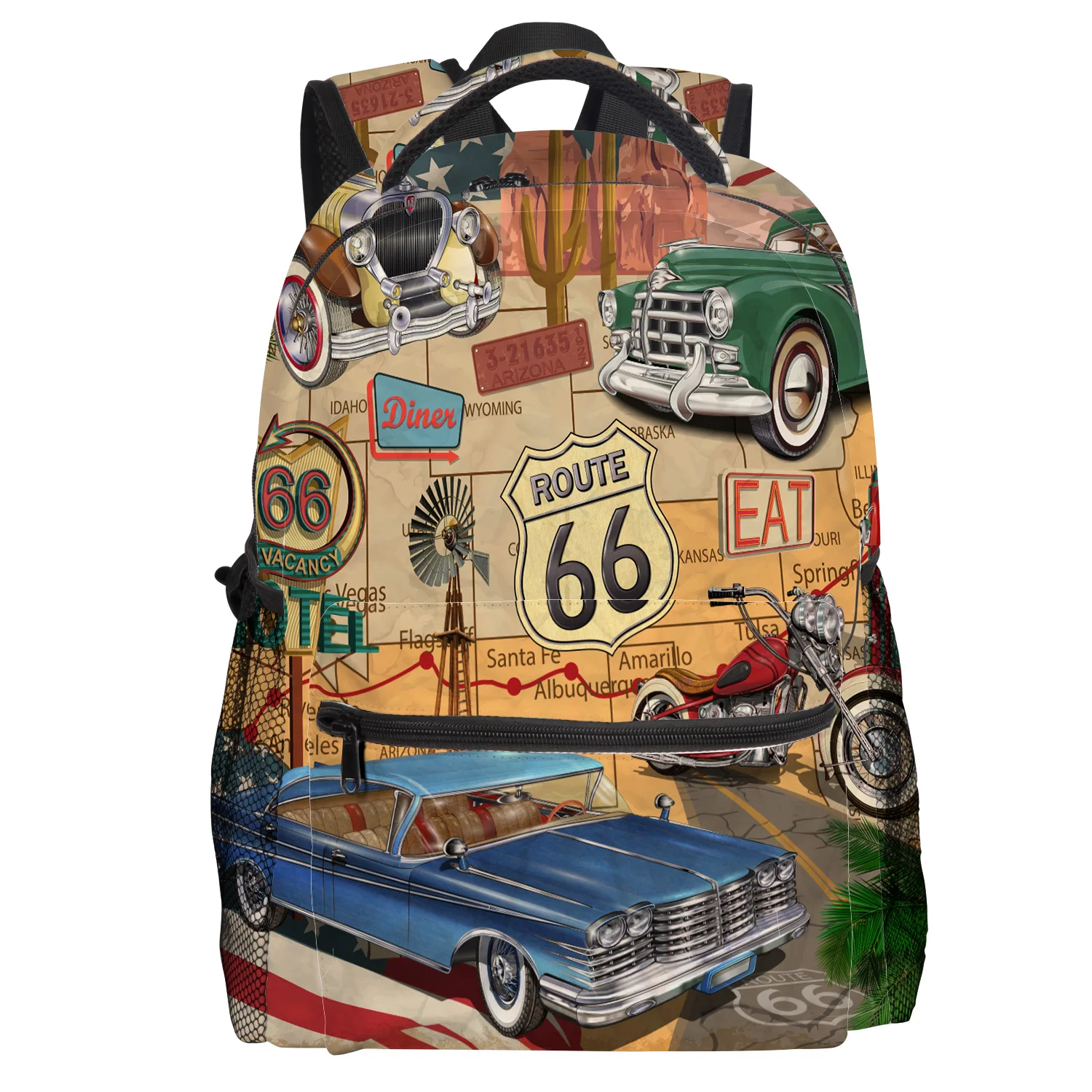 Ретро-рюкзак Route 66 с постером для студентов колледжа, износостойкий рюкзак для ноутбука, сумка для книг, повседневные спортивные сумки, школьная сумка