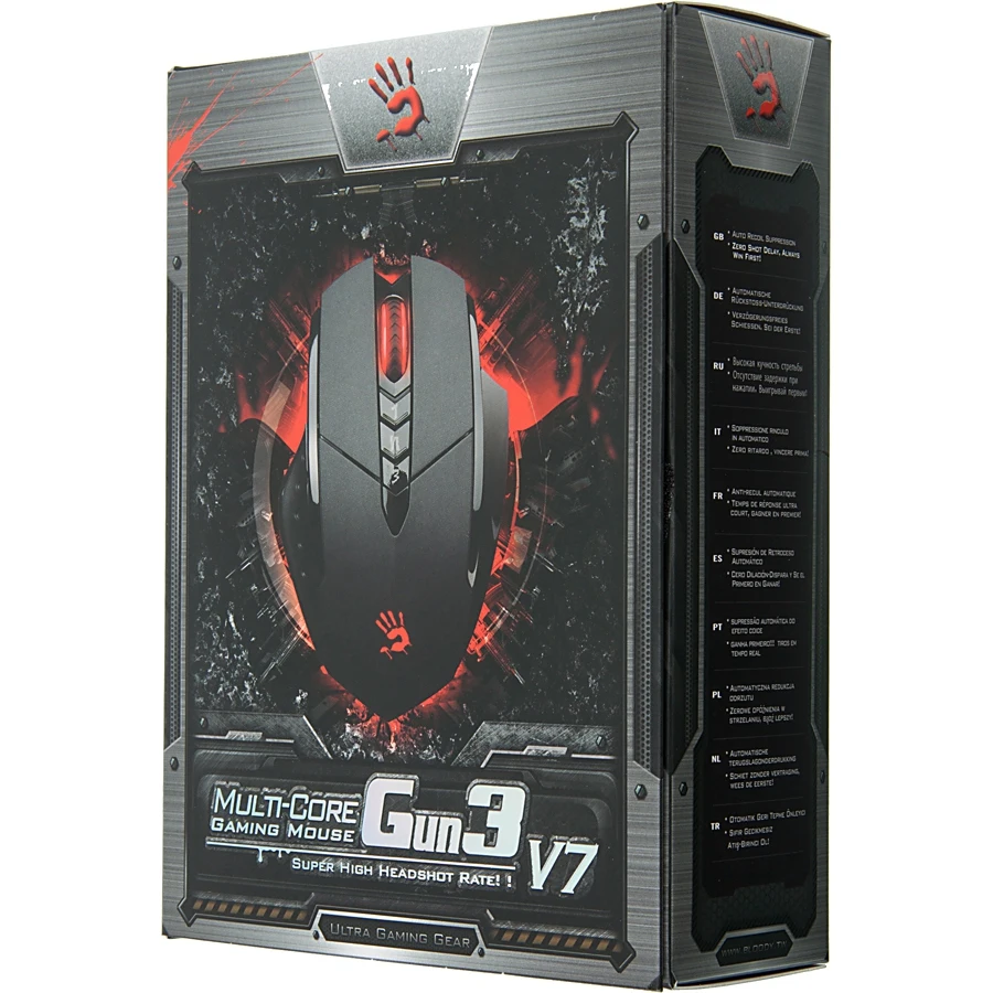 Мышь A4 Bloody V7 черный оптическая(3200dpi) USB игровая(7but