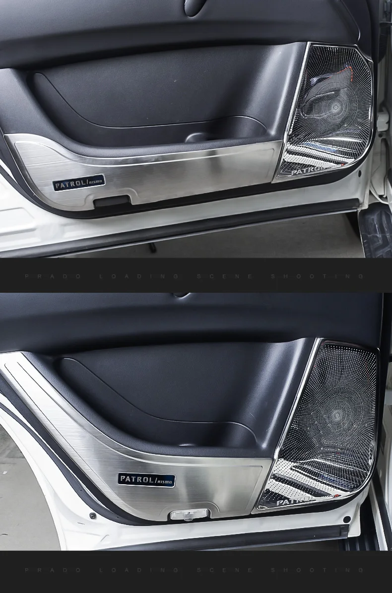 Автомобильный Стайлинг для Nissan Patrol Y62 2013- черный и серебристый 304 нержавеющая дверь анти-удар протектор крышки динамик Рог планки