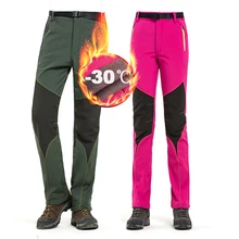 Флисовые лыжные штаны для мужчин и женщин, ветрозащитные супер теплые парные зимние брюки, Зимние флисовые лыжные штаны для сноуборда