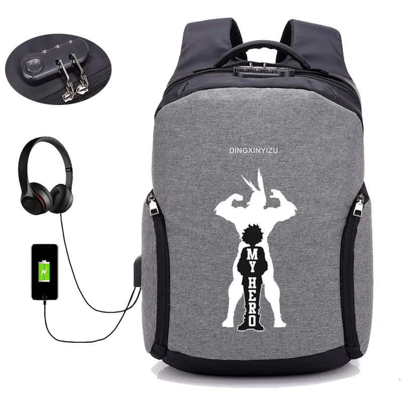 07 Рюкзак My Hero Academy, Аниме Boku no Hero Academy, противоугонная usb зарядка, дорожная сумка для ноутбука, школьный рюкзак, рюкзак для книг - Цвет: 07