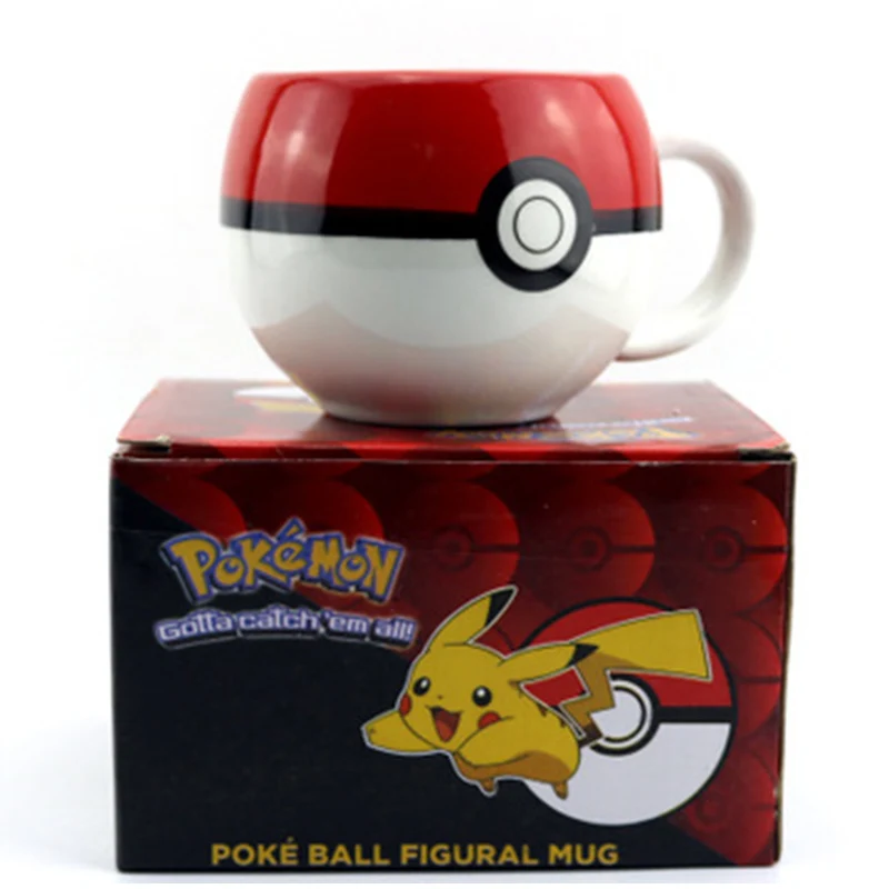 Новинка 320 мл кофейная кружка Pokemon Go Poke Ball Pikachu, Мультяшные кружки для игр в стиле аниме, керамическая рукоятка для детей, лучшие рождественские подарки