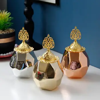

Golden Ceramic Incense Burner Plated Incense Burner Stove Smoke Aroma Queimador De Incenso Home Decoration Ornaments EA6XXL