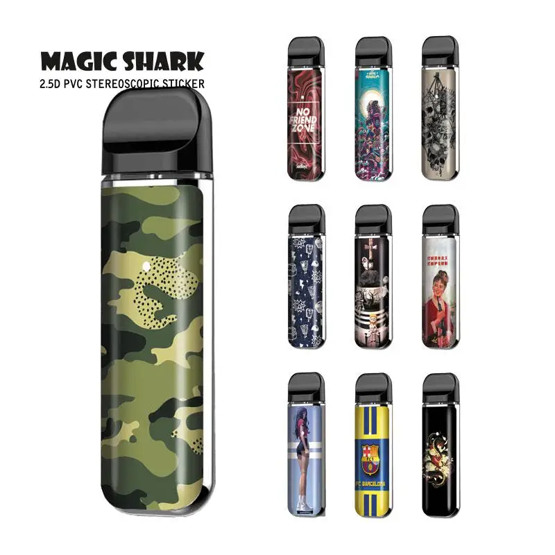 

Magic Shark No Friend Zone Military Snake Skull FC Barcelona Stereo PVC Sticker Case Film Cover Skin for Smok Novo 2