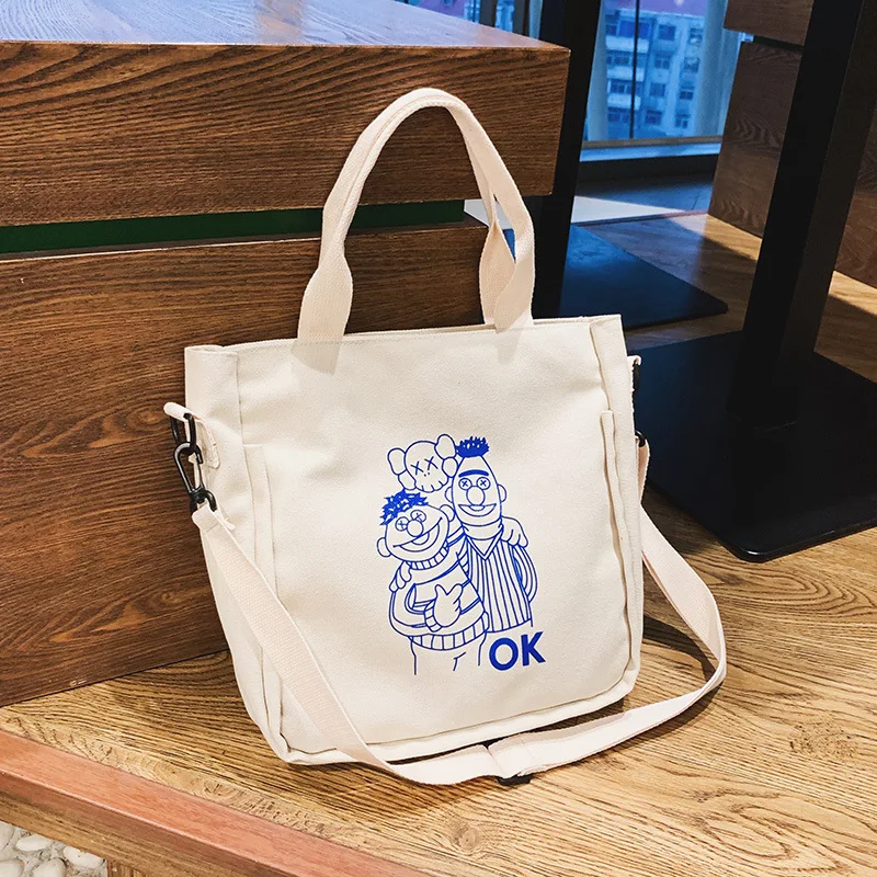 Холщовая Сумка женская хипстерская Милая женская сумка на плечо в Корейском стиле модная художественная и художественная универсальная набивная Портативная сумка на плечо
