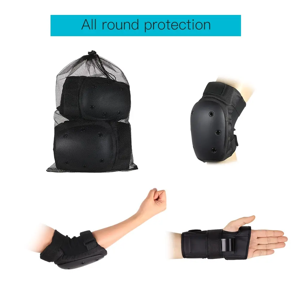 Lixada New 6Pcs Protection Brace Cycling Roller Skating Skateboard Elbow Knee Pads Set Sports Safety Wrist Safety Protective Pad