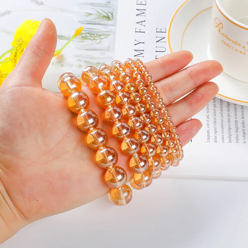 Fashion Oval Round Champagne Crystal Glass Women Men Couple Bracelets Glamour Vintage Designer Chrams Jewelry | Украшения и