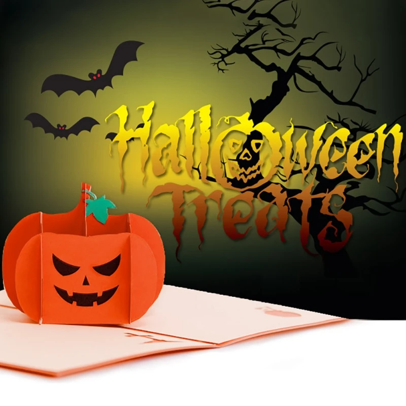  New Halloween Card 3D Stereo Witch Pumpkin Spider Handmade Greeting Card Funny Holiday Postcard For - 4.00024E+12