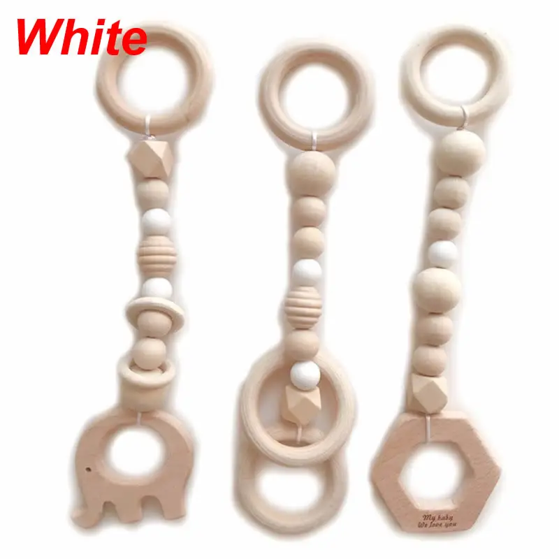 White 3 шт./компл. в скандинавском стиле мультфильм деревянная стойка для фитнеса кулон детская комната украшение Младенцы кольцо-pull игрушка висячие украшения - Цвет: White