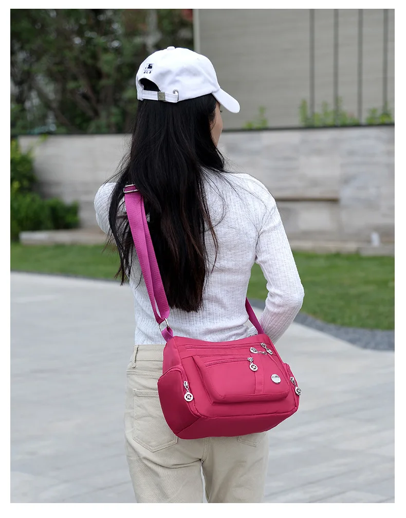2021 Fashion Women Shoulder Messenger Bag Nylon Oxford Lightweight Waterproof Zipper Package Large Capacity Travel Crossbody Bag